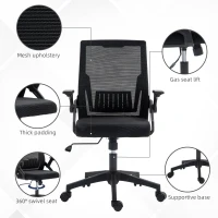 Vinsetto Office Chair, with Lumbar Support - Black(m-8)