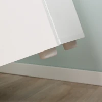 kleankin Badezimmerschrank Badschrank Multifunktionsschrank Sideboard mit 3 Regalfächer verstellbar für Badezimmer Flur Eingangsbereich Spanplatte Weiß+Natur 60 x 30 x 85 cm(m-8)