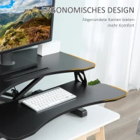 Vinsetto Steh-Sitz Schreibtisch Computertisch Stehpult Standtisch Schreibtisch höhenverstellbar Erhöhung Tischaufsatz ergonomisch Design MDF Metall Schwarz 85 x 71 x 11-50,5 cm(m-5)