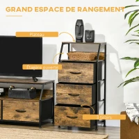 HOMCOM Meuble de rangement style industriel commode 3 tiroirs en tissu amovibles et 2 étagères - 44 x 29 x 92 cm - bois et métal(m-4)