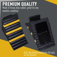 HOMCOM 2 PCs Rubber Wheel Chocks Heavy Duty Blocks for Vehicles, Cars, Caravan, Trailer with Handle 25L x 16W x 19H cm(m-6)