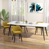 HOMCOM Chaises de Salle à manger Chaises de Visiteur scandinave - Lot de 4 - Pieds effilés Bois Noir - Velours Jaune(m-7)