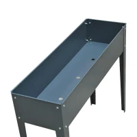 Outsunny Fioriera da Esterno Rialzata in Metallo con 3 Fori di Drenaggio, 100x30x80 cm, Grigio(m-9)