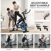 SPORTNOW Exercise Bike, Indoor Stationary Bike, Cycling Machine with Adjustable Seat and Resistance for Home Gym Workout, Blue(m-6)