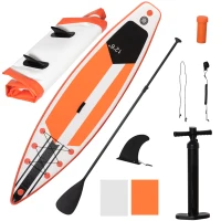 Outsunny 10'6" x 30" x 6" Inflatable Stand Up Paddle Board, Non-Slip Deck Board with Adj Paddle, ISUP Accessories and Carry Bag, for Youth Adults Beginner, White(m-1)