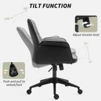 HOMCOM Linen and Faux Leather Mix Office Chair - Grey(m-5)