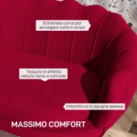 HOMCOM Divanetto 2 Posti in Stile Industrial Chic in Tessuto Effetto Velluto e Metallo, 130x77x77 cm, Rosso Scuro(m-5)