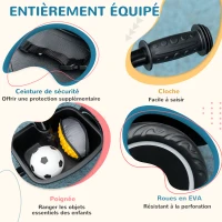 AIYAPLAY Tricycle pour enfant évolutif avec siège réglable pédales 2 paniers ceinture pour enfant de 2 à 5 ans noir(m-6)