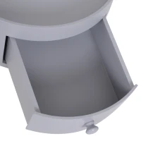 HOMCOM Couchtisch Wohnzimmertisch mit Schublade Runder Kaffeetisch mit Holzbeinen Beistelltisch Sofatisch für Wohnzimmer 38 x 38 x 45 cm, Grau(m-8)