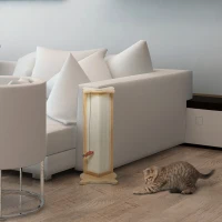 PawHut Griffoir à chat grattoir chat griffoir d'angle en sisal arbre de grattoir avec jouet pour chats griffoir chat angle canapé mur cadre en pin solide 25 x 23 x 62 cm bois naturel(m-2)