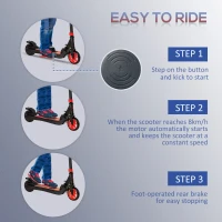 HOMCOM Folding Electric Scooter with Brake, for Ages 6+ Years, 8km/h Maximum Speed, Red(m-5)