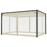 Outsunny 3 x 4m Aluminium Frame Pergola, with Retractable Roof - Khaki(m-11)