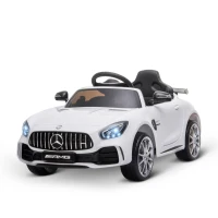 HOMCOM Kinderfahrzeug GTR 12V Mercedes-AMG GTR Elektroauto mit Fernbedienung Musik(MP3/USB) Licht ab 3 Jahren Metall Weiß 105 x 58 x 45 cm(m-10)