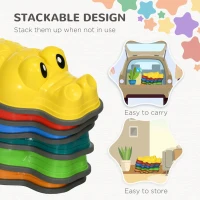 ZONEKIZ 6PCs Kids Stepping Stones, Crocodile-Designed Sensory Toys, with Anti-Slip Edge Balance River Stones(m-5)