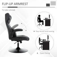 Vinsetto Video Game Chair with Lumbar Support, Racing Style Home Office Chair, Computer Chair with Swivel Base, Flip-up Armrest and Headrest, Black(m-4)