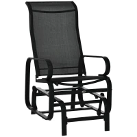 Outsunny Outdoor Gliding Rocking Chair with Sturdy Metal Frame Garden Comfortable Swing Chair, Black(m-1)