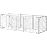 Pawhut Valla Metálica para Mascotas Parque para Conejos Conejera con 9 Paneles Puerta con Pestillo y Escalera para Cobayas Gatos Cachorros Diseño DIY 68x68x2,5 cm Blanco(m-11)