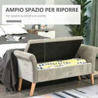 HOMCOM Panca Fondoletto con Vano Contenitore in Stile Vintage, Pouf imbottito, Panca per Ingresso e Camera con Braccioli, Grigio(m-4)