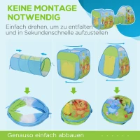HOMCOM Pop up Kinderspielzelt 3-teiliges Babyzelt Kinderzelt Tunnel Faltbar Polyester 230 x 74 x 93 cm(m-4)