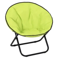 Outsunny Loveuse Fauteuil Rond de Jardin Fauteuil Lune papasan Pliable Grand Confort 80L x 80l x 75H cm Grand Coussin fourni Oxford Jaune Fluo(m-10)