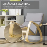 HOMCOM  Silla Mecedora Butaca Relax con Cojín Desenfundable Reposabrazos de Madera de Abedul para Salón 67x97x84 cm Gris(m-6)