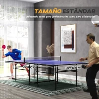 SPORTNOW Mesa de Ping-Pong Plegable con 4 Ruedas Red 2 Palas y 3 Pelotas para Interior y Exterior 274x152,5x75,5 cm Azul(m-4)