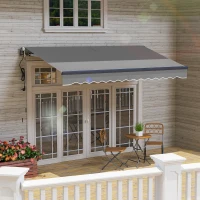 Outsunny 3.5 x 3m Electric/Manual Awning, with Remote - Dark Grey(m-8)