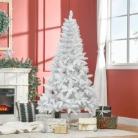 HOMCOM Árbol de Navidad Artificial 180 cm con 550 Ramas Hojas de Plástico Decoración Navideña para Interiores Blanco(m-2)