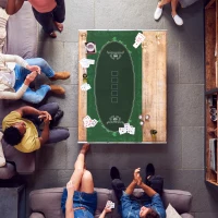 SPORTNOW Professional Poker Mat, Six-Player Water-resistant Poker Table with Felt Surface, Carry Bag, Green(m-10)