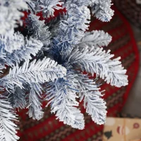 HOMCOM 5ft Flocked Artificial Christmas Tree with 450 Snow Frosted Tips, Metal Stand, Snowy Hinged Xmas Tree, Blue(m-9)