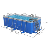Outsunny 207 x 400cm Five-Person Above Ground Swimming Pool, with Ladder - Blue(m-3)