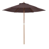 Outsunny 2.5m Wooden Garden Parasol Coffee Patio Umbrella