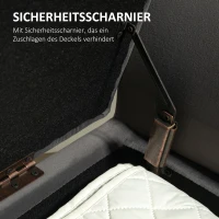 HOMCOM Polsterbank mit Stauraum, Truhenbank mit Armlehnen, 46 cm Sitzhöhe, samtartiges Polyester, 111,5 x 41 x 65 cm, Dunkelgrau(m-7)