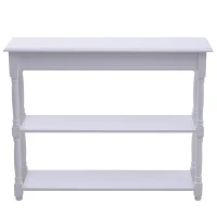 HOMCOM Mueble Recibidor Pasillo Mesa Consola Entrada Mesa Auxiliar con 2 Estantes 100x30x80cm Madera(m-7)