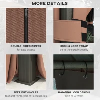 Outsunny 3 x 3.7m Outdoor Hardtop Gazebo Canopy Aluminium Frame with 2-Tier Roof & Mesh Netting Sidewalls for Patio, Dark Brown(m-7)