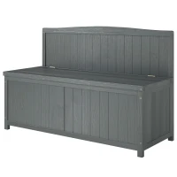 Outsunny Wood Storage Bench for Patio Furniture, Outdoor Garden Seating Tools, Grey(m-11)