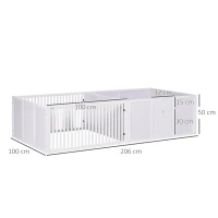PawHut 7 Panels Playpen with 3 Doors for Baby Dogs, Two-Room Design Puppy Whelping Box - White(m-3)