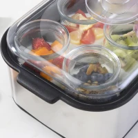 HOMCOM Yogurtiera Elettrica 25W con 8 Vasetti Inclusi, Timer 1-48 Ore e Temperatura Regolabile 20-50°C, 36x18.8x14cm, Argento(m-8)