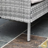 Outsunny 5-tlg. Gartenmöbel Set, Rattan Sitzgruppe mit Fußhocker, Metall, Grau, 142 x 60 x 75 cm(m-8)