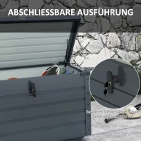 Outsunny Outdoor Aufbewahrungsbox Gartenbox Kissenbox, wetterbeständig, 4 Rollen, 100 cm x 62 cm x 65 cm, Dunkelgrau(m-7)
