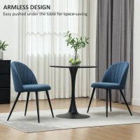 HOMCOM Dining Chairs Set of 2, Modern Upholstered Kitchen Chairs with Metal Legs, Shell Backrest and Padded Seat for Dining Room, Bedroom, Living Room, Vanity, Blue(m-7)