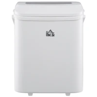 HOMCOM Máquina de Hacer Hielo 12 kg/24h Autolimpieza 9 Cubitos de Hielo en 6-12 Minutos 2 Tamaños de Cubitos Crema(m-11)