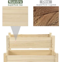 Outsunny Mesa de Cultivo Huerto Urbano Elevado de Madera de 2 Niveles 86x85x72 cm Madera Natural(m-5)