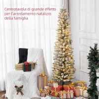 HOMCOM Albero di Natale Innevato con 329 Rami e Luci LED Bianche, in Plastica e Metallo, Ø52x180 cm, Verde(m-4)