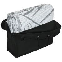 Outsunny Plastic Straw Reversible RV Outdoor Rug with Carry Bag, 182 x 274cm, Grey and White(m-9)