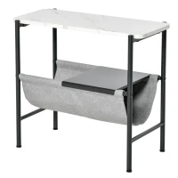 HOMCOM Tavolino da Salotto con Mensola Rimovibile, Tavolino Basso da Caffè per Soggiorno o Camera da Letto con Ripiano in Tessuto Grigio(m-1)