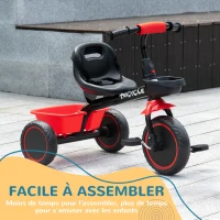 AIYAPLAY Tricycle pour enfant évolutif avec siège réglable pédales 2 paniers ceinture pour enfant de 2 à 5 ans rouge et noir(m-7)