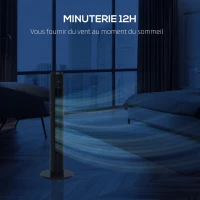HOMCOM Ventilateur colonne minuterie 12 heures mode veille 4 modes et 3 vitesses oscillant 70° 31,5 x 31,5 x 96 cm noir(m-8)