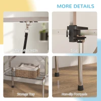 PawHut 42" Dog Grooming Table, Adjustable Pet Cat Drying Beauty Table with 2 Loops Storage Basket, Rubber Top, Black(m-6)