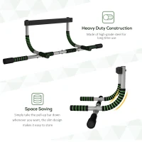 HOMCOM Pull-Up Bar for Doorway, Home Fitness Door Horizontal Push up Bar for Indoor Gym Upper Body Workout, Green(m-7)